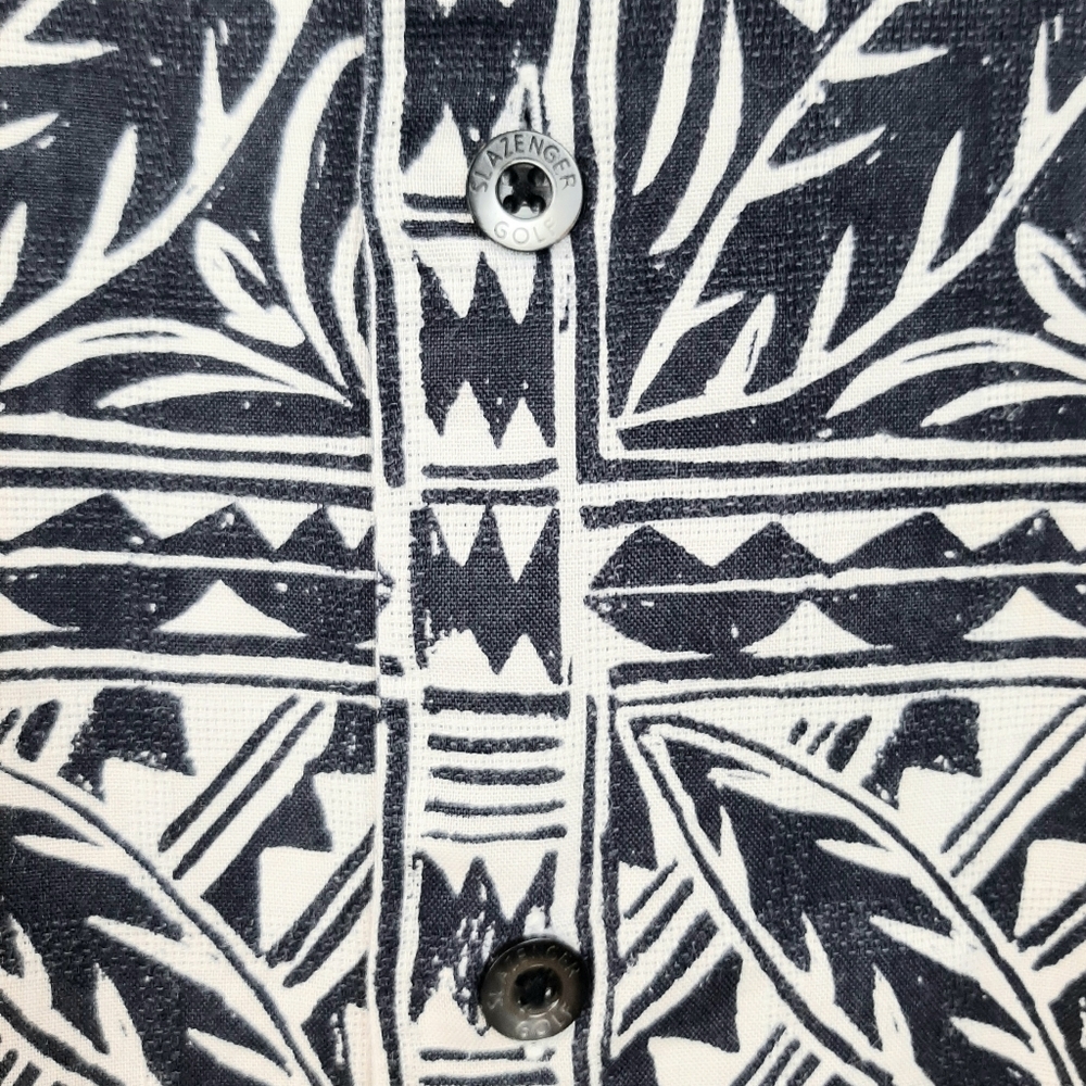 Slazenger Men's Tribal Hawaiian Button-Down Linen Blend Shirt Size XXL Resort - Picture 7 of 15